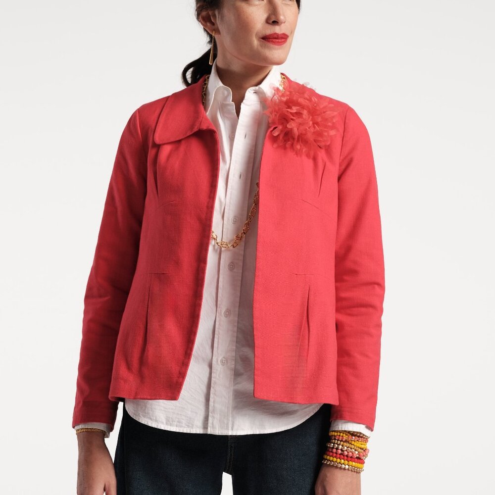 Frances Valentine Elle Linen Blazer Red